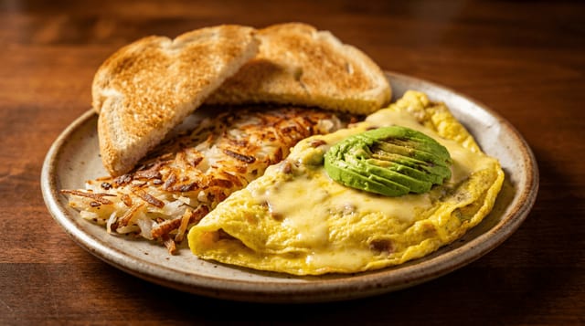 Bacon & Avocado Omelette.